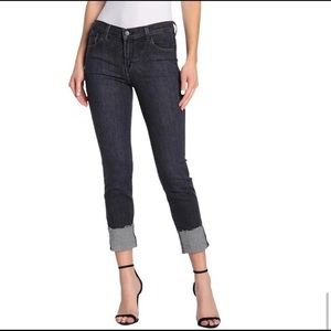 J Brand Women's Size 26 Perpetual Black Stripe Maude Cigarette Leg Denim Jeans